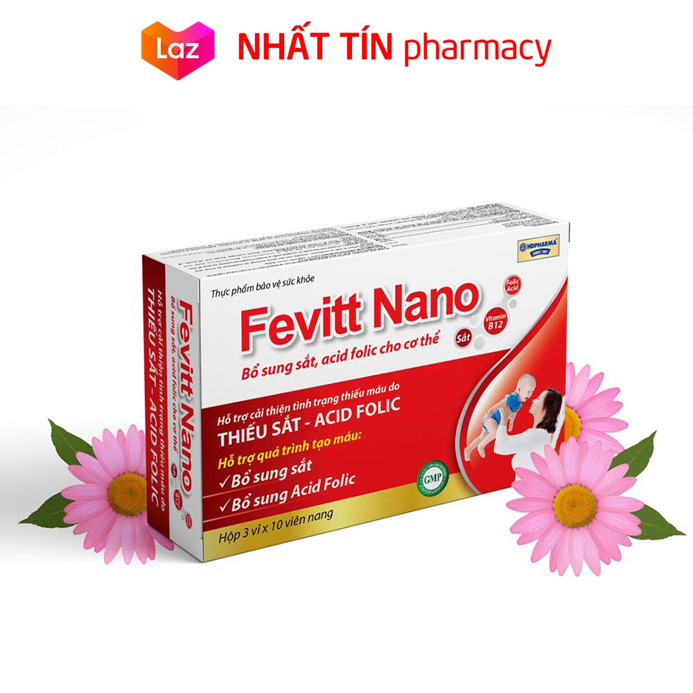 Viên uống Fero Nano bổ sung Sắt Acid Folic cho người thiếu máu phụ nữ mang thai và cho con bú - NHẤT TÍN PHARMACY