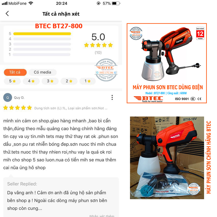 MÁY PHUN SƠN CẦM TAY BTEC CLASSIC