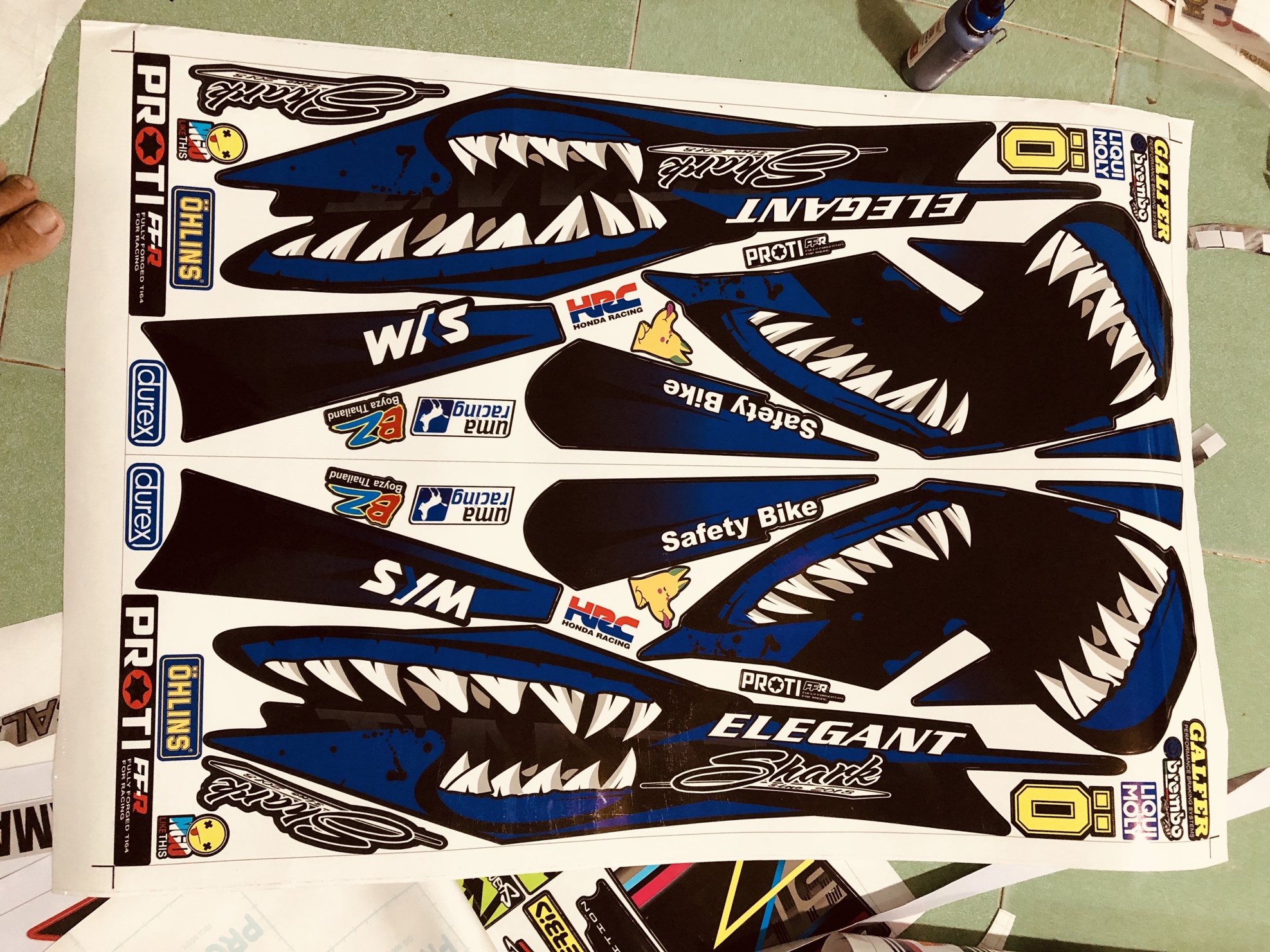 Tem RỜI ELEGANT 50 RĂNG CÁ MẬP XANH ĐEN 2016