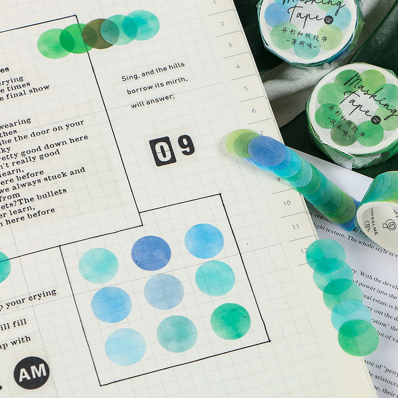 Cuộn 100 sticker chấm tròn nhiều màu trang trí sổ, làm bullet journal