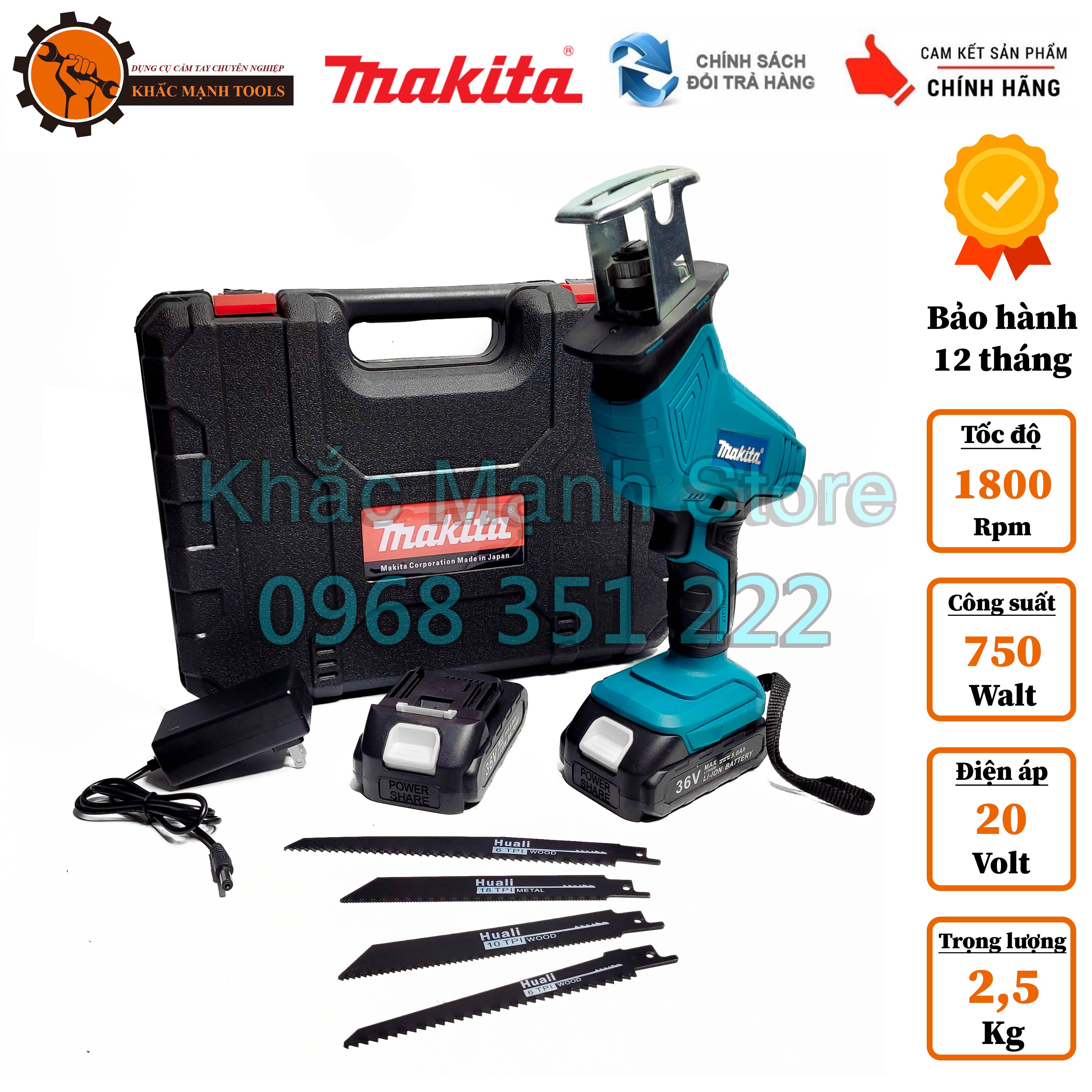 Máy cưa kiếm MAKITA 36V động cơ lõi đồng 100% tặng kèm 4 lưỡi dự phòng