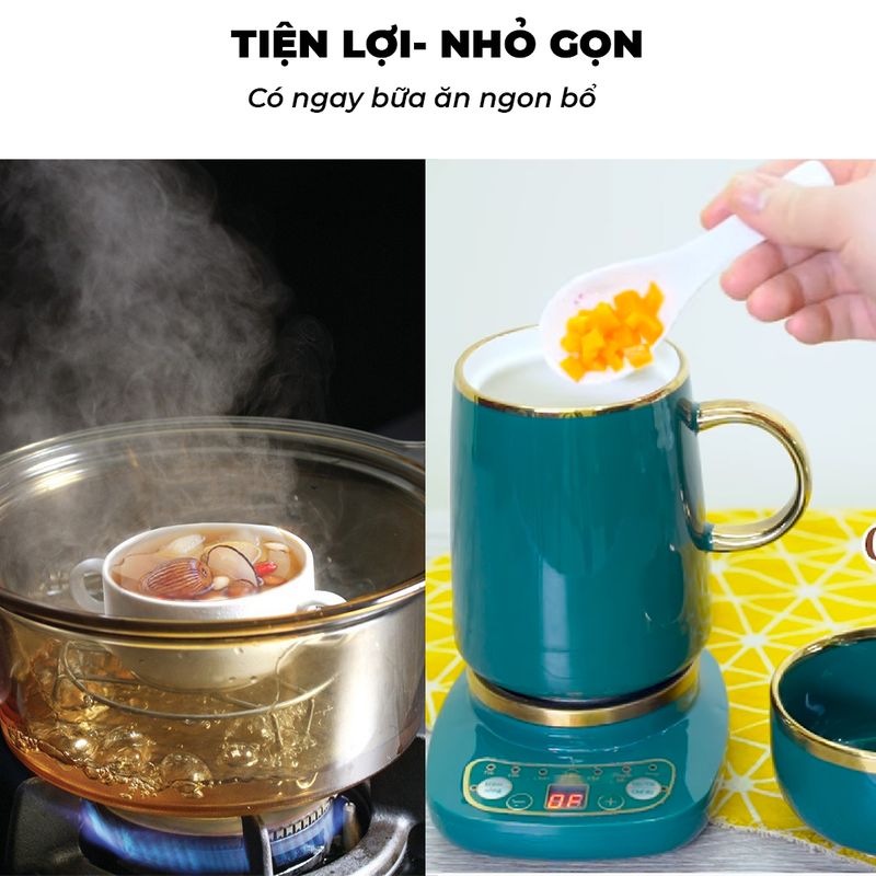 [ BẢO HÀNH 12 THÁNG CHÍNH HÃNG ] Cốc Chưng Yến, Cốc Điện Mini Đa Năng Hầm, Hâm, Ủ Cháo,  Giữ Nóng Thức Ăn, Giữ Nhiệt, Tiện Lợi Cho Các Bạn Công Sở, Có màu xanh và màu hồng - Bảng sử dụng tiếng Việt