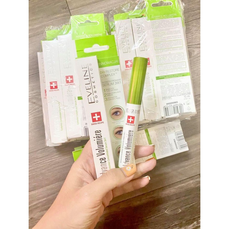 Dưỡng mi eveline 3in1 dày, dài, cong mi