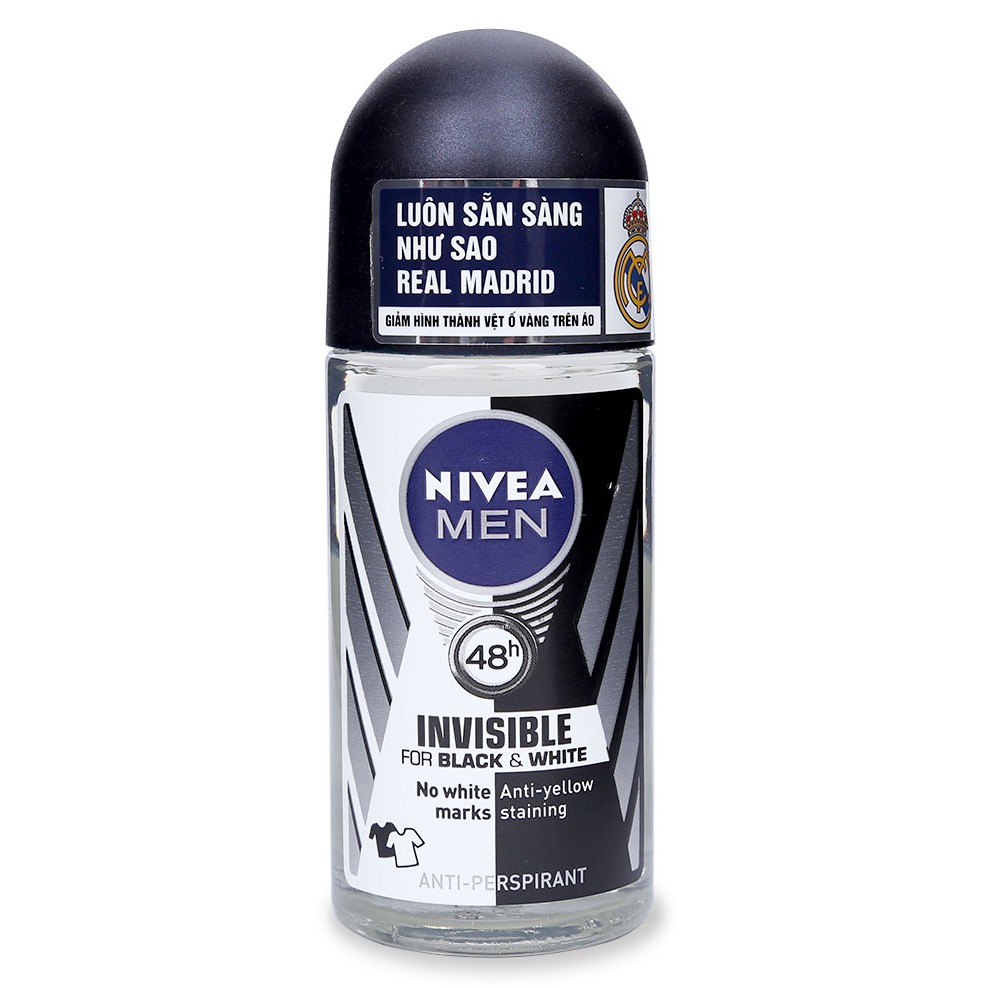 Lăn khử mùi Nivea Invisible For Black & White chai 50ml