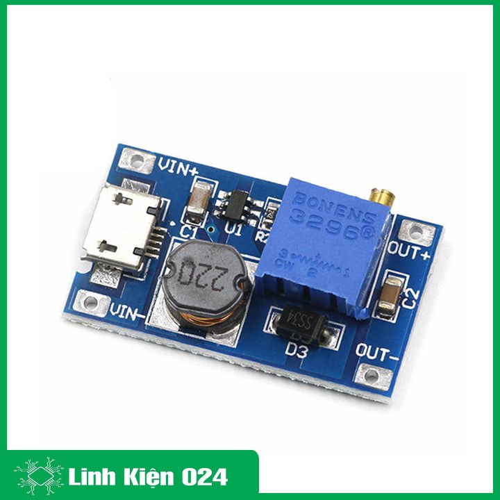 Module tăng áp BOOST DC-DC 2-24VDC 2A MT3608