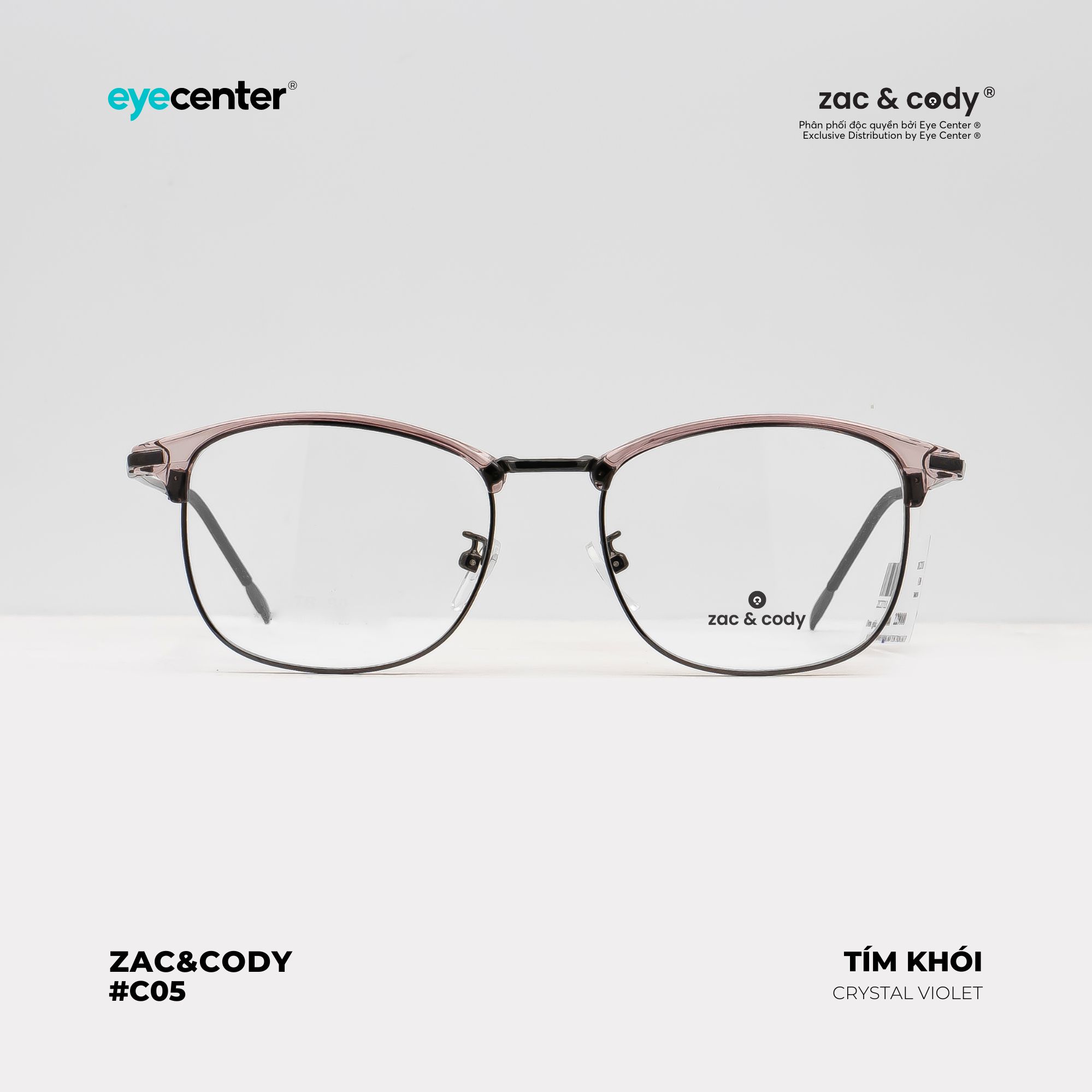 Gọng kính cận nam nữ chính hãng ZAC & CODY C05 nhựa phối kim loại, siêu nhẹ, chống gỉ cao cấp Hàn Quốc nhập khẩu by Eye Center Vietnam