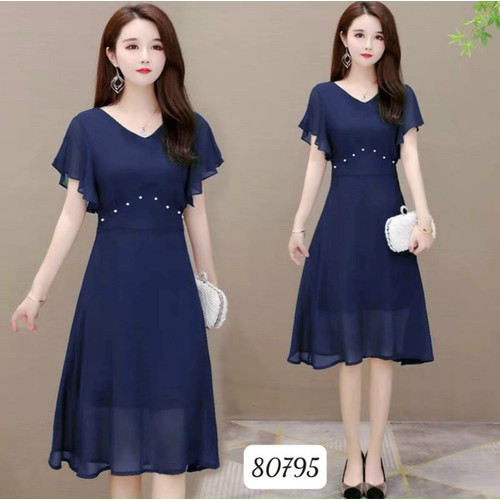 ĐẦM DỰ TIỆC VOAN LỤA VIỀN NGỌC SANG TRỌNG