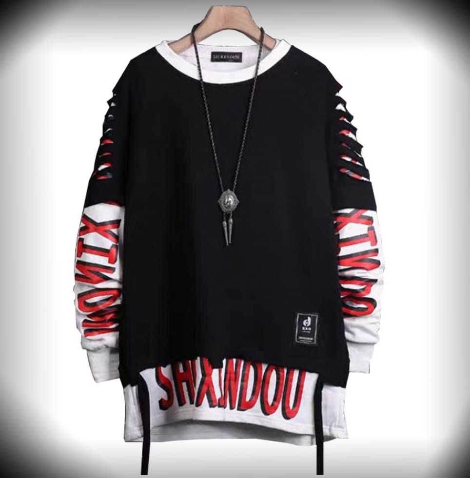 Áo Thun Nam Dài Tay Dáng Áo Rách Kiểu Trẻ Chung Trẻ Trung Thời Trang Đường Phố Phong Cánh FORHIMCS2 AO TOP NAM 90000132C