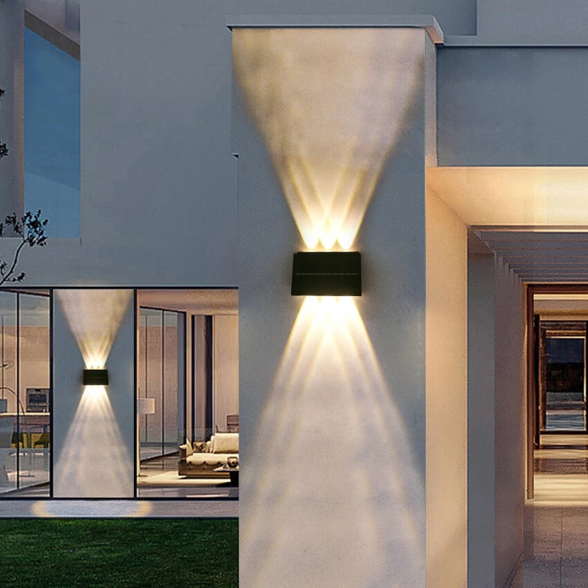 Vimite 4/6LED đèn ốp tường ngoài trời đèn cắm sân vườn năng mặt trời Ngoài trời Không Thấm Nước đèn cảm biến tự động sáng Năng lượng mặt trời Spotlight for House Balcony Courtyard Villa Landscape Lighting