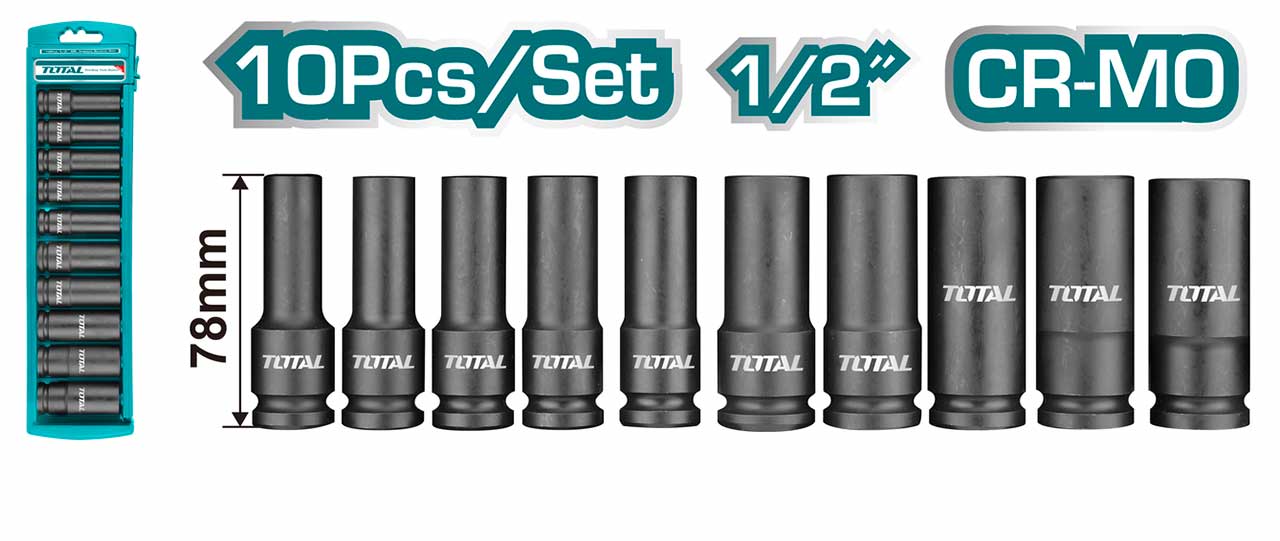 Bộ 10 đầu tuýp Deep Impact DR 1/2 inch Total (THKISD12102L)