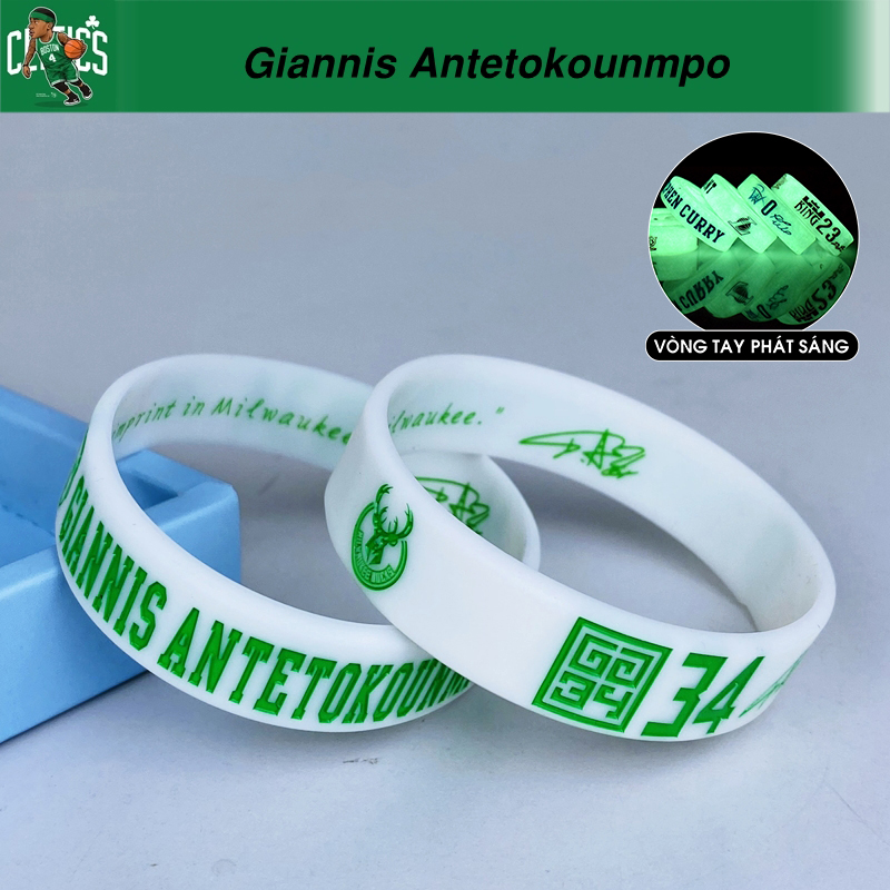 Vòng Tay Bóng Rổ Cao Su Phát Sáng NBA 2.0 Kobe Curry Kyrie Duncan Durant Giannis Rose Anthony Westbrook Harden James