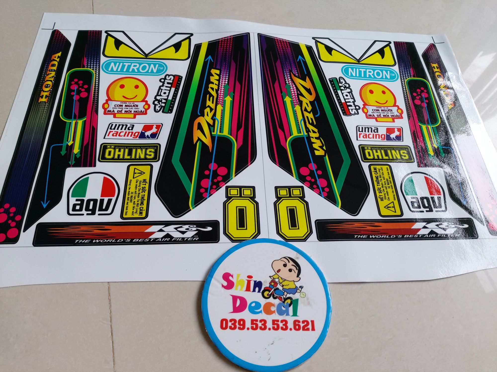 Tem rời dream chỉ 7 màu tặng logo