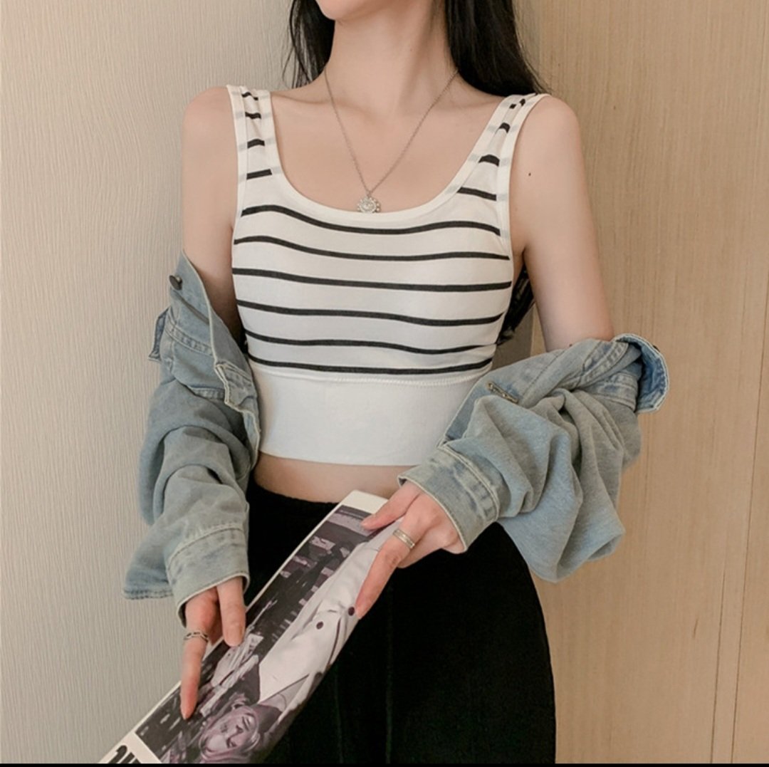 ÁO CROPTOP KẺ ĐEN TRẮNG 6630