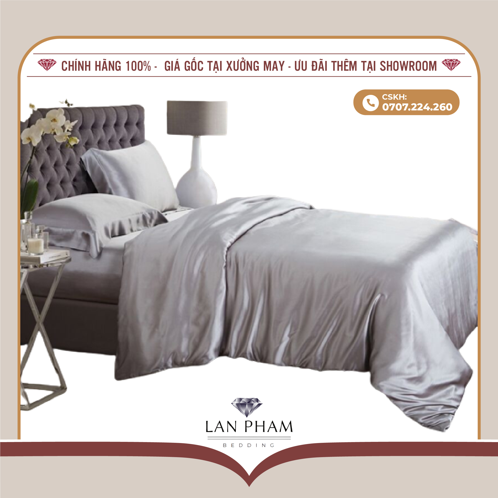 GA - DRAP GIƯỜNG LẺ PHI LỤA BẠC KIM LAN BEDDING