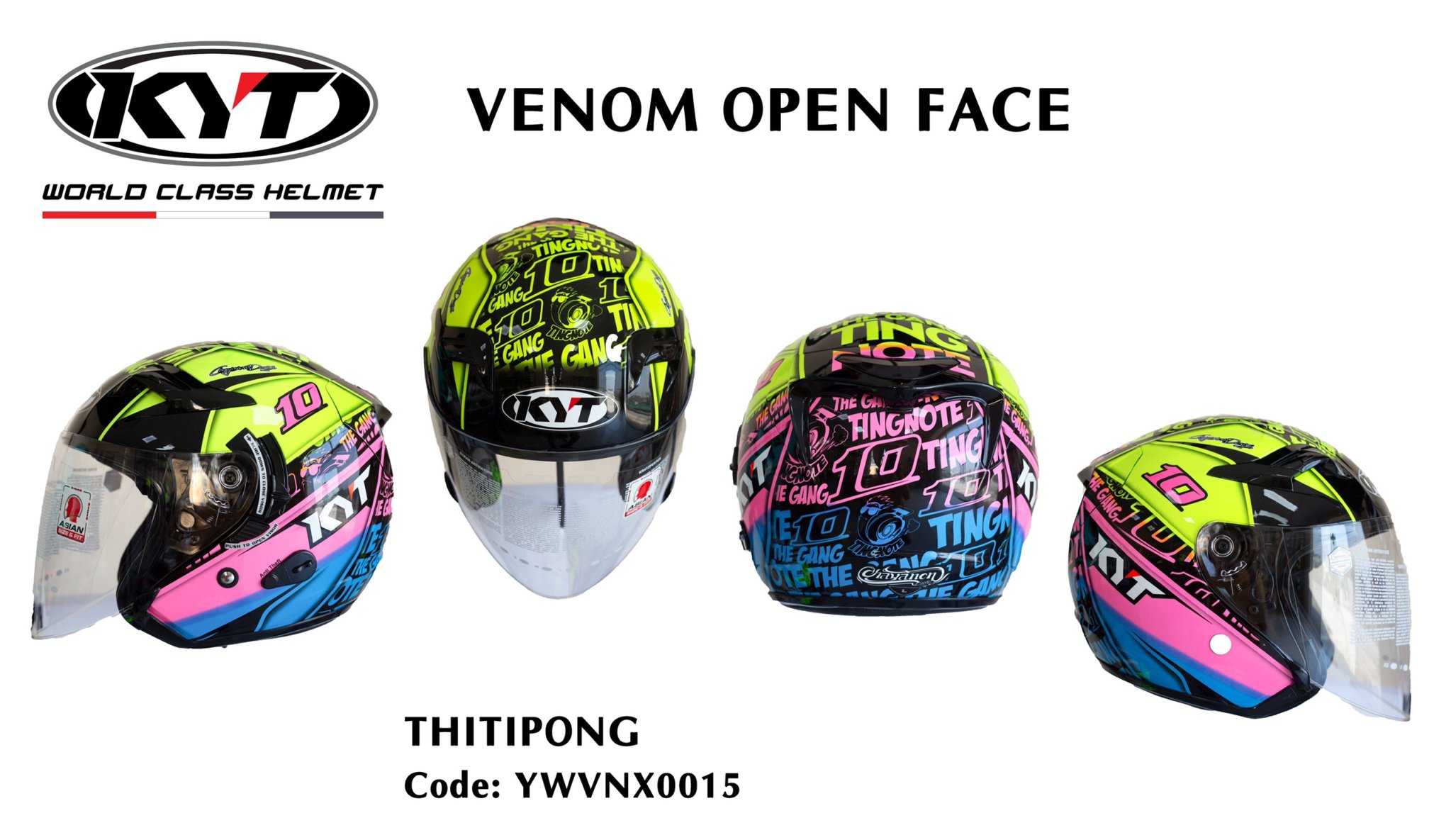 Nón bảo hiểm 3/4 KYT tem Thitipong