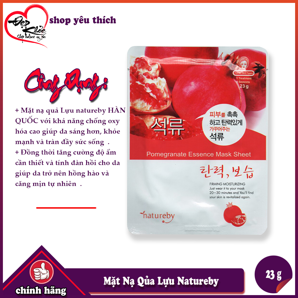 [HCM]Mặt nạ giấy Lựu Natureby HÀN QUỐC ( Bộ 10 miếng )