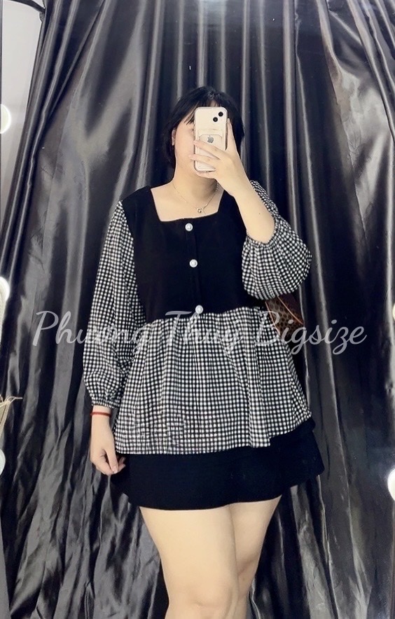 Áo babydoll phối caro, trơn bigsize ( ảnh chụp tại shop ).