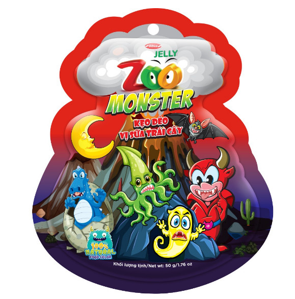 Kẹo dẻo sữa hình thú Zoo Monster túi 50g 96g - Bibica