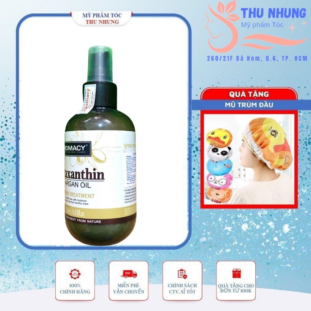 [+Tặng mũ trùm]XỊT DƯỠNG ẨM CHỐNG NHIỆT PHỤC HỒI TÓC ROMACY ASTAXANTHIN ARGAN OIL 200ML