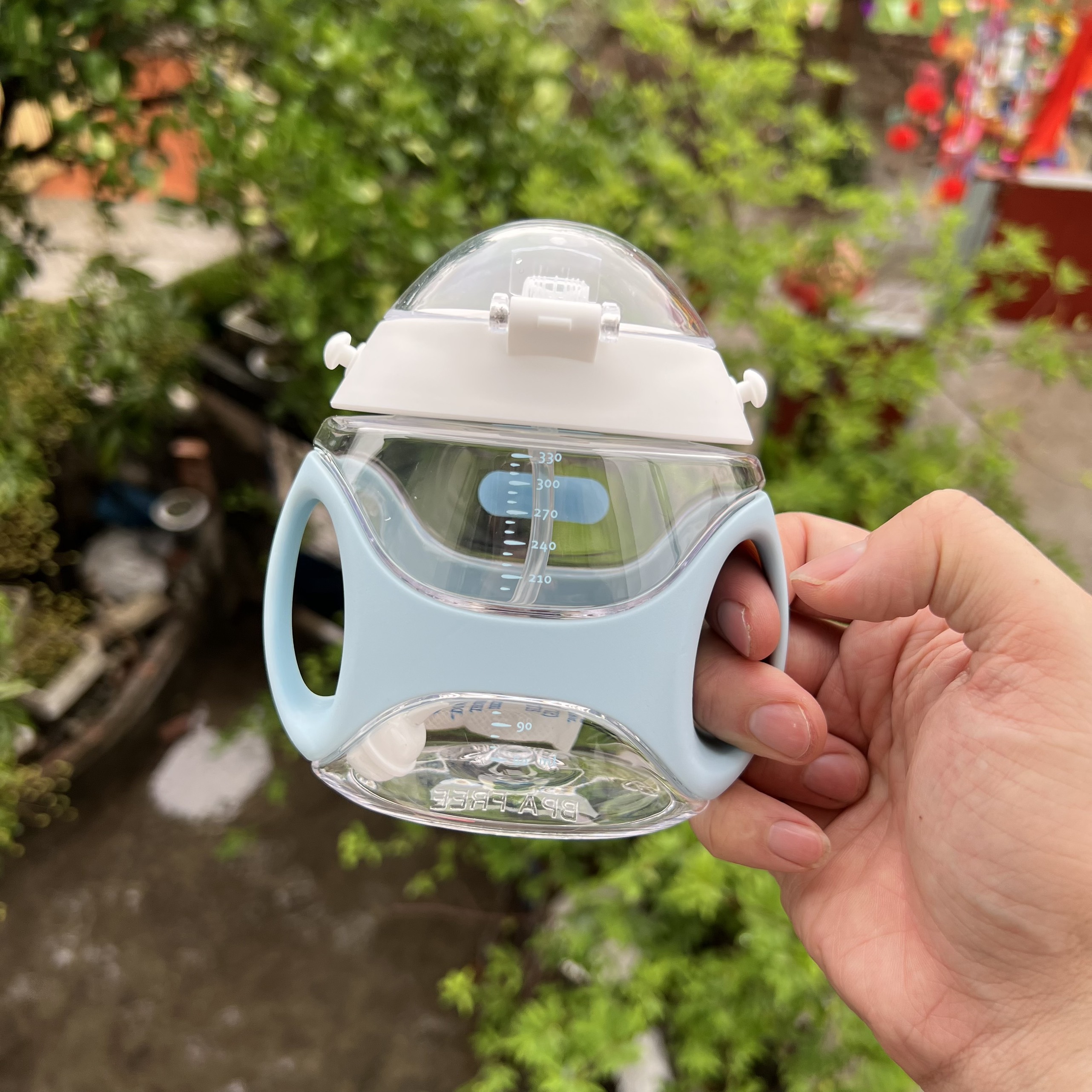 Bình Hút Babuu 330ml Kèm Van Chống Sặc,Dây Đeo