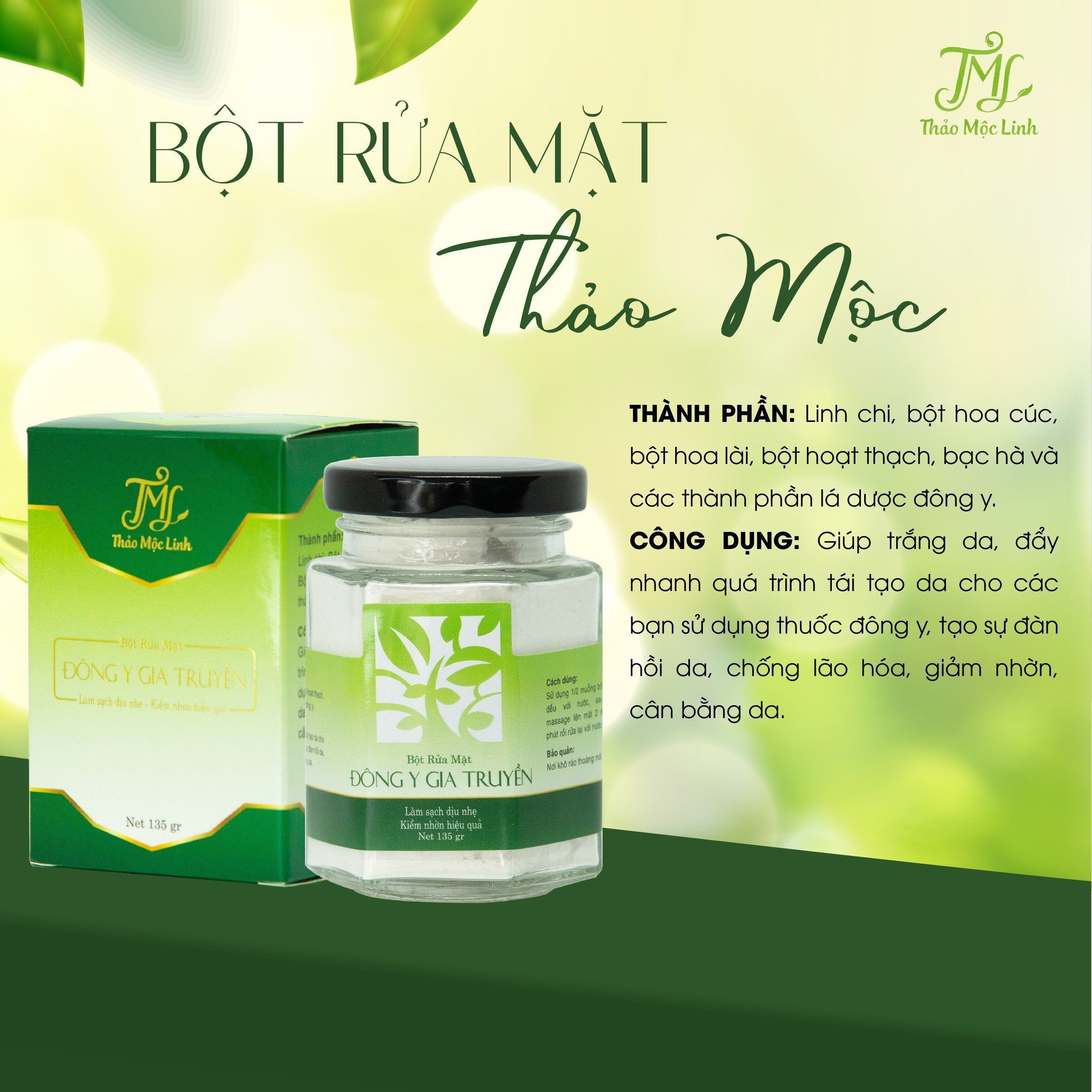 COMBO ĐÔNG Y GIA TRUYỀN THẢO MỘC LINH ( ĐÔNG Y + BỘT RỬA MẶT ĐÔNG Y)