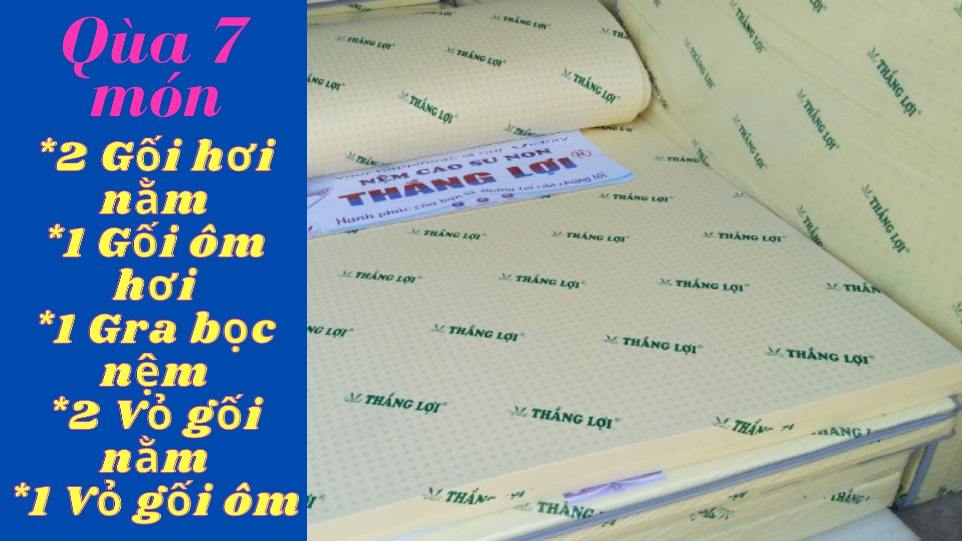Nệm cao su non thắng lợi - hàng chính hãng 1m6x2mx10cm quà 7 món