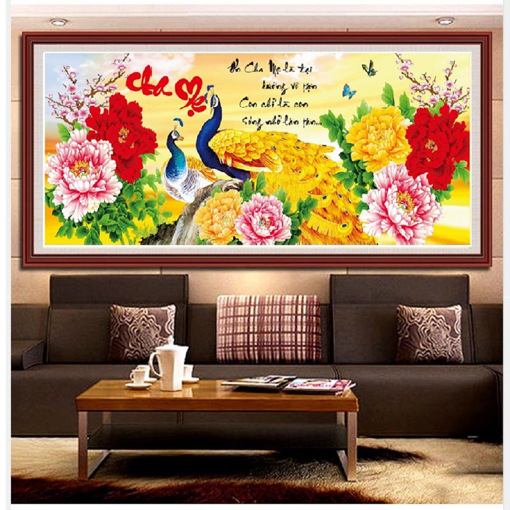 Tranh Đính Đá ABC cao cấp cha mẹ  Kích thước: 110x50cm.Là một bức tranh tuyệt đẹp với sự kết hợp tinh tế của 3 loại đá tròn đục