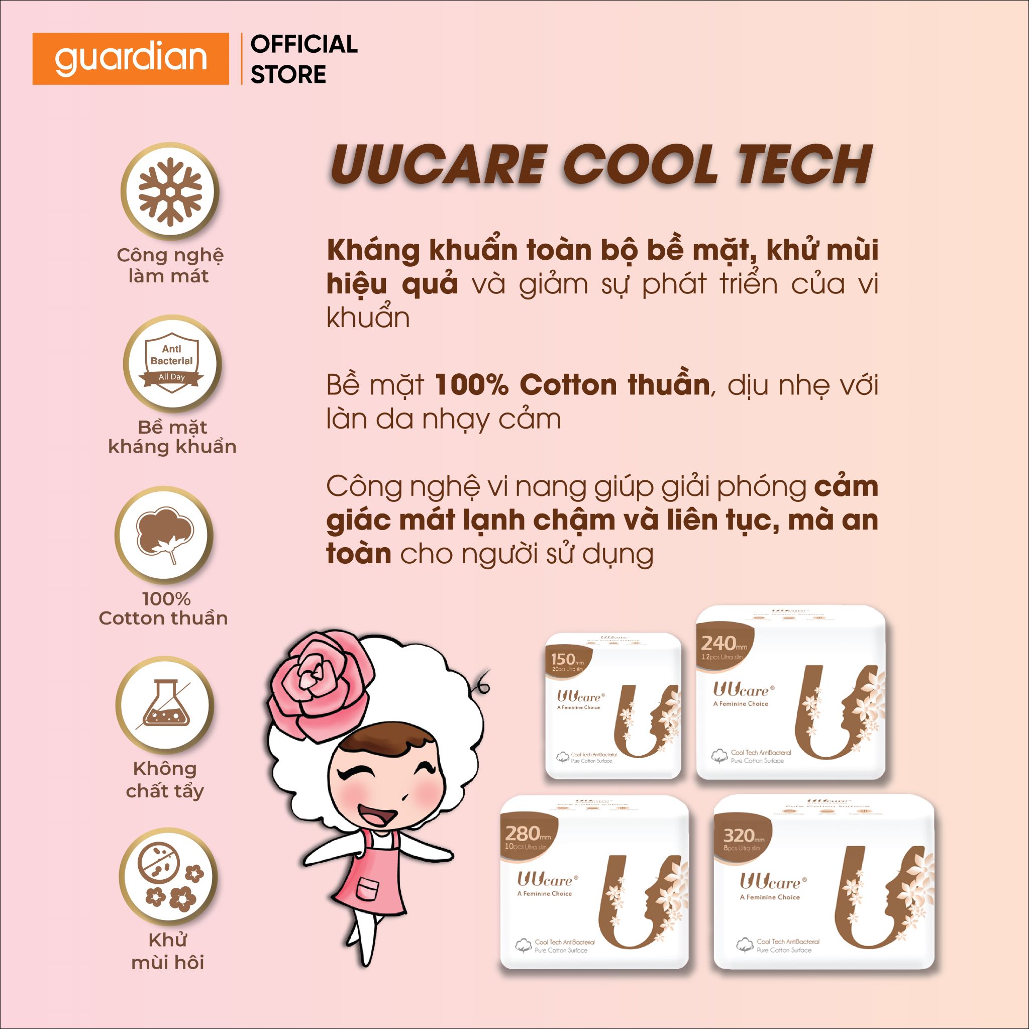 Băng Vệ Sinh Hàng Ngày Cool Tech 15Cm UUcare 20 Miếng