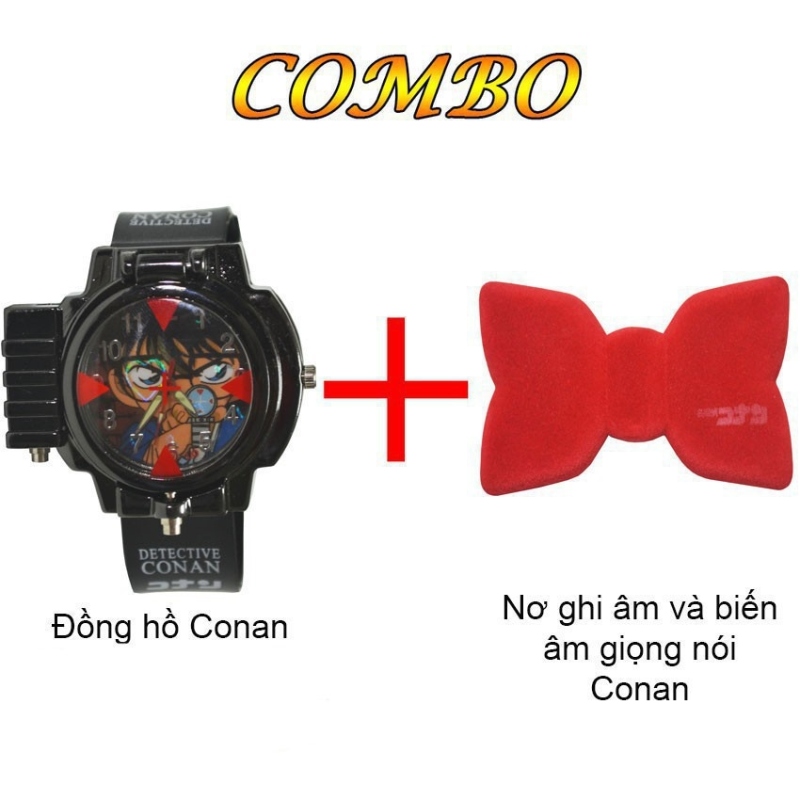 ◊ Combo Đồng hồ Trẻ Em Conan Đeo Tay Bắn Laser Và Nơ Conan Ghi Âm Và Biến Âm Giọng Nói