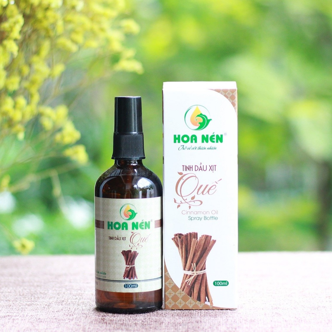 Tinh dầu quế Hoa Nén 100ml dạng xịt phòng [FREESHIP] Tinh dầu khử mùi, đuỗi muỗi, sát khuẩn hiệu quả, an toàn - Có kèm đầu xịt