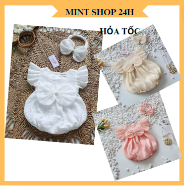 Váy body bé gái trắng sứ mùa hè chất liệu xô muslin thoáng mát mềm mịn