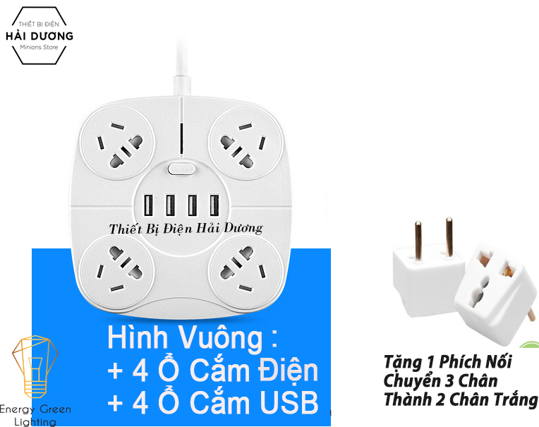 Ổ Cắm Điện Thông Minh Chuyển Đổi Đa Chức Năng OD-318 - Có Đầu Cắm USB Chuẩn Hỗ Trợ Sạc An Toàn Chống Giật - Tặng kèm phích chuyển 3 chân
