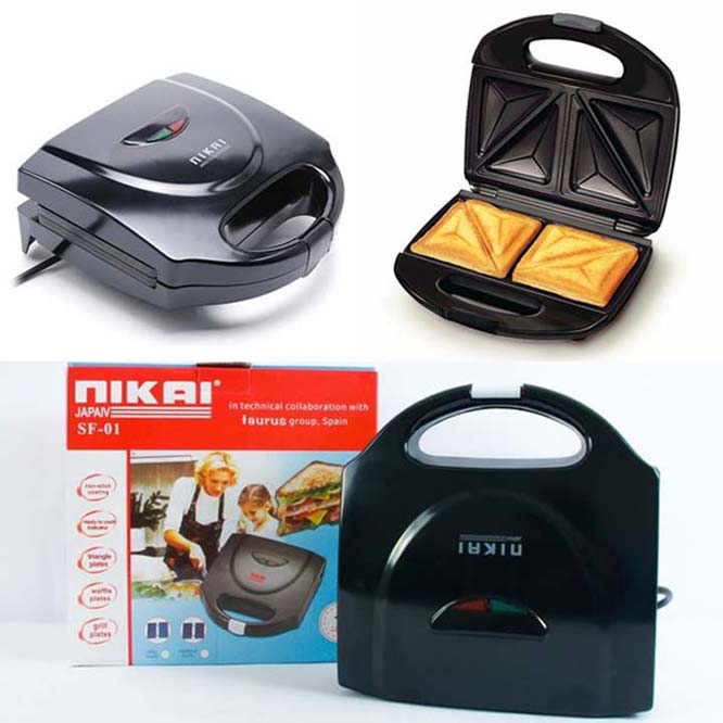 Máy nướng bánh Nikai, chống dính, nướng bánh nhanh chỉ mất từ 5-7 phút, bánh hot dog, sanwich, bánhtrứng,bánh mỳ kẹp phô mai, bánh mỳ kẹp thịt nguội