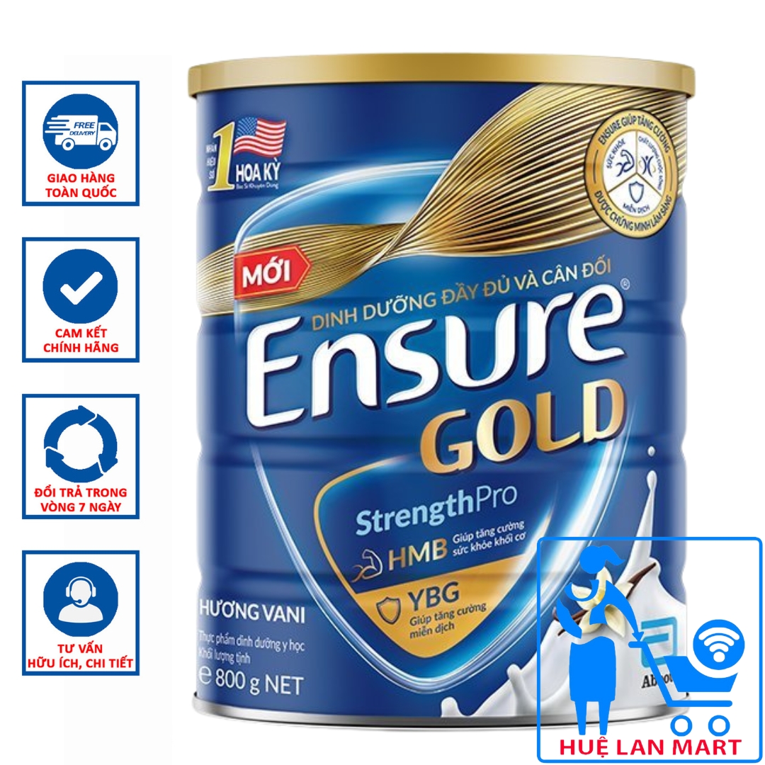 Sữa Bột Abbott Ensure Gold HMB Hương Vani Hộp 800g
