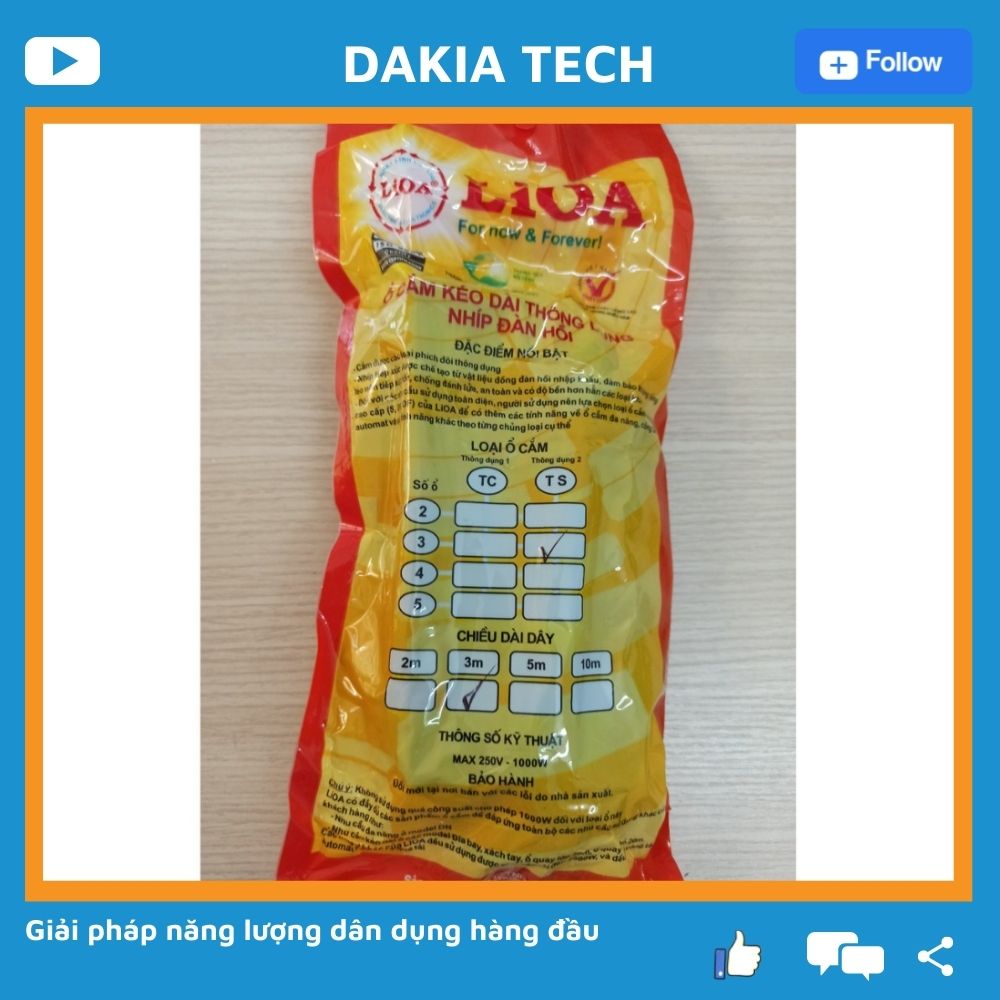 Ổ Cắm LiOA 3 ổ 3TS3-dây 3m