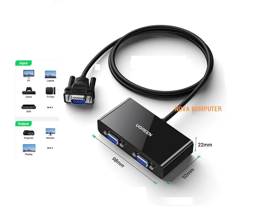 Bộ chia màn hình vga 1 ra 2 ugreen 20918