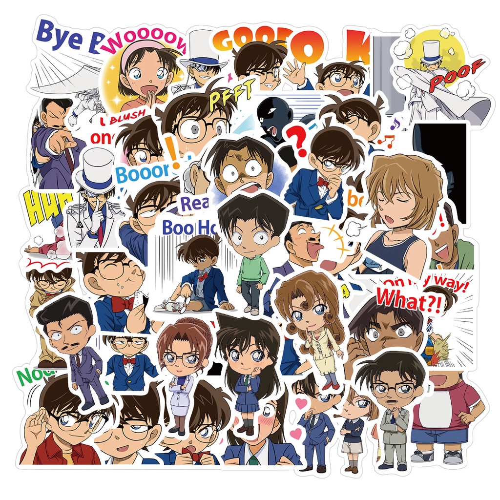Set 50 sticker hình dán hoạt hình Conan chống thấm nước
