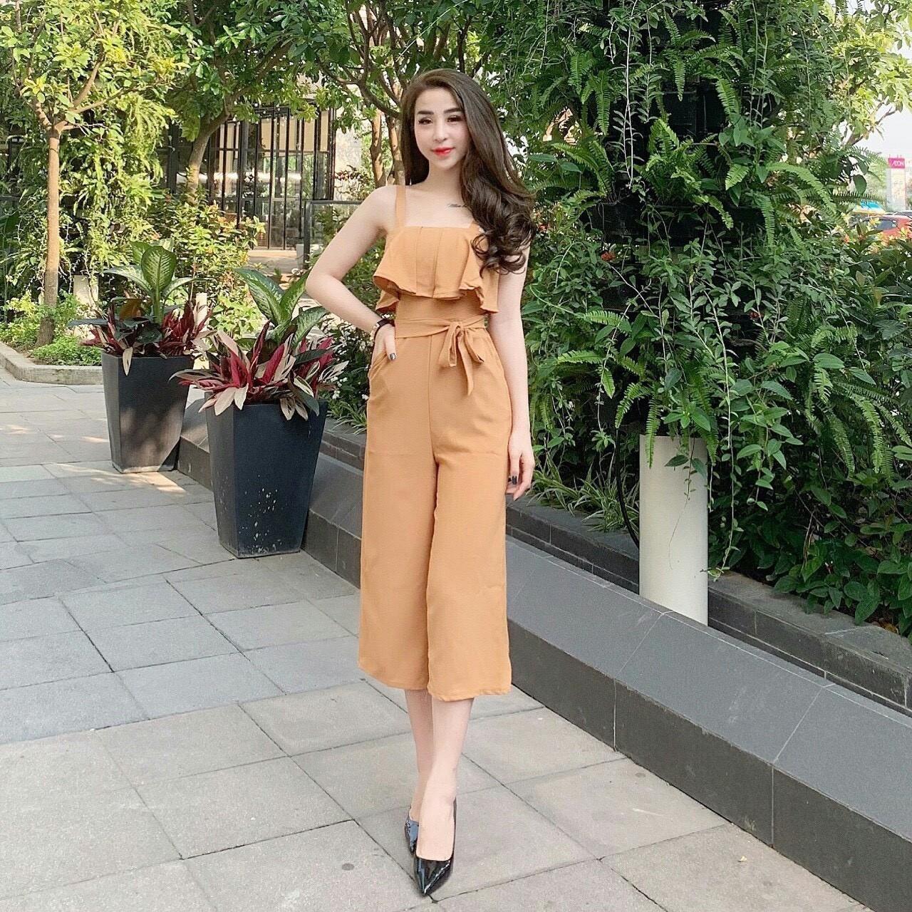 jumpsuit 2 dây bèo lụa chéo-QH