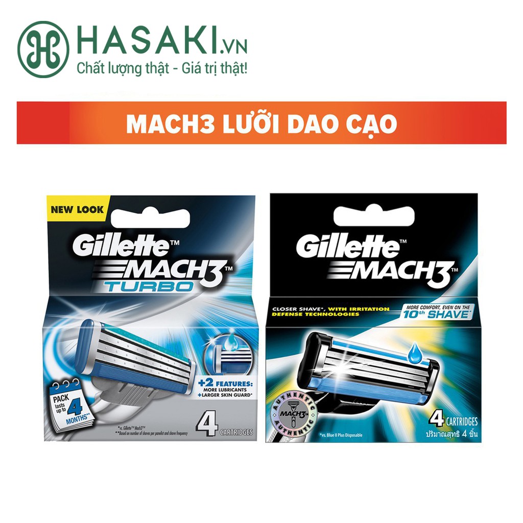 Hộp lưỡi dao cạo râu gillette mach3 vỉ 4 cái