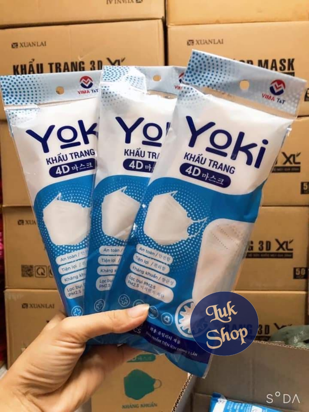 [HCM]Khẩu trang kháng khuẩn 4D Yoki (6 cái/túi)