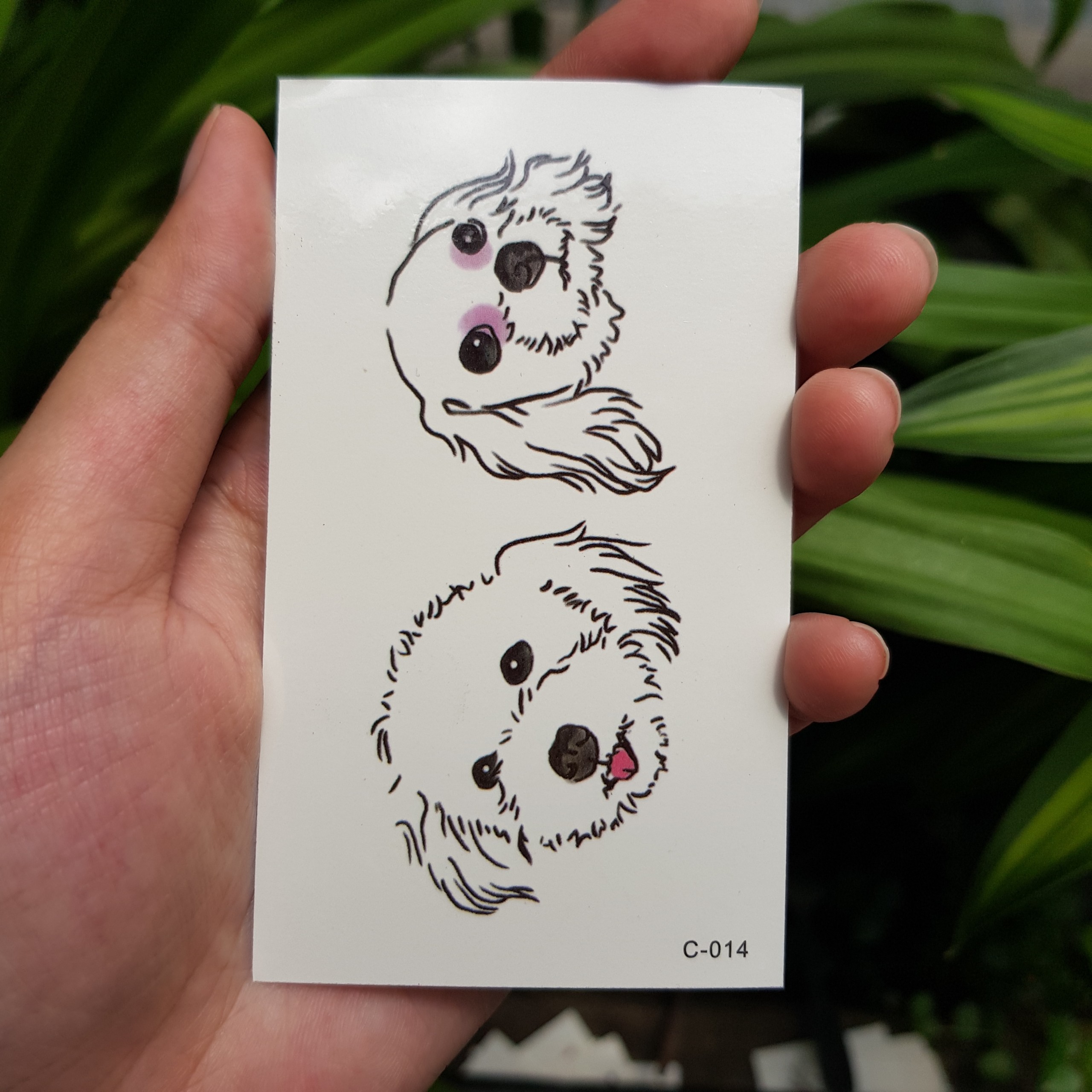Hình dán chó cún poodle trắng c14