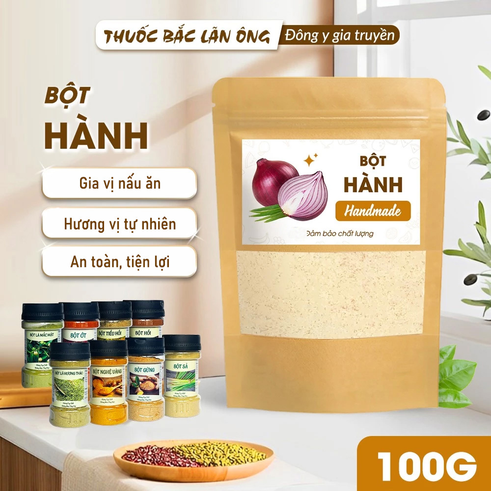 Bột hành tím nguyên chất 100g (Bột hành ta, gia vị tẩm ướp thực phẩm thơm ngon)