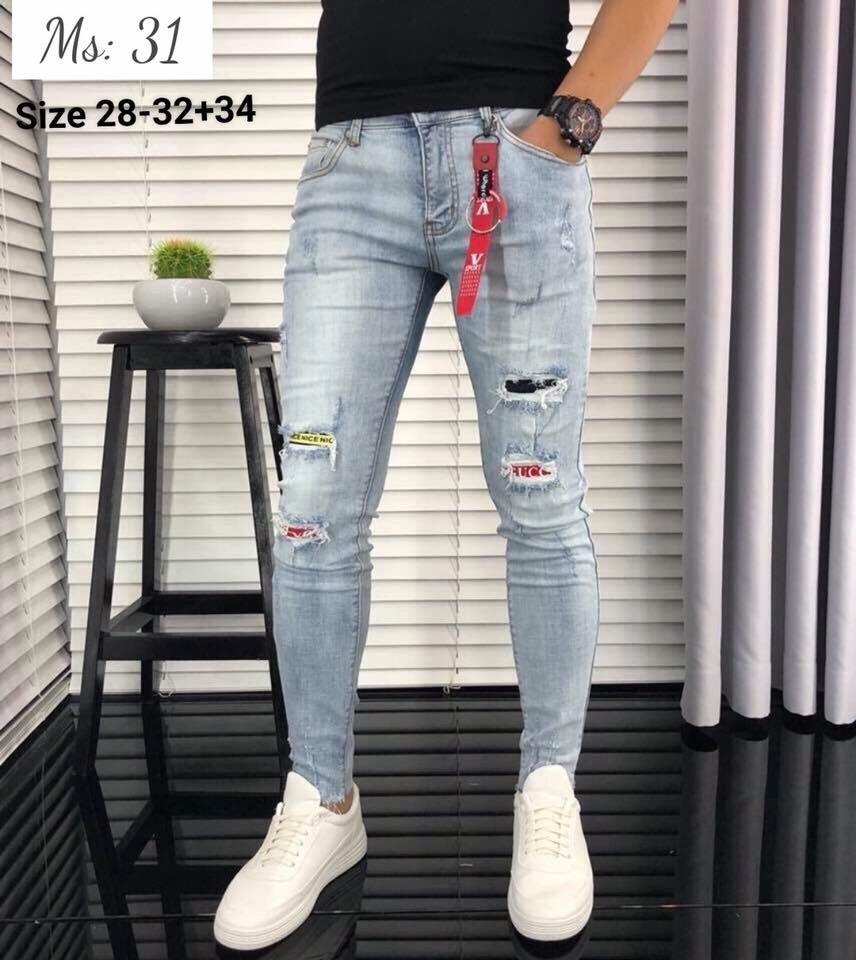 [HCM]quần jean nam trắng xanh rách xước mẫu mới 2019  phong cách ms 31 CJ violet_fashion
