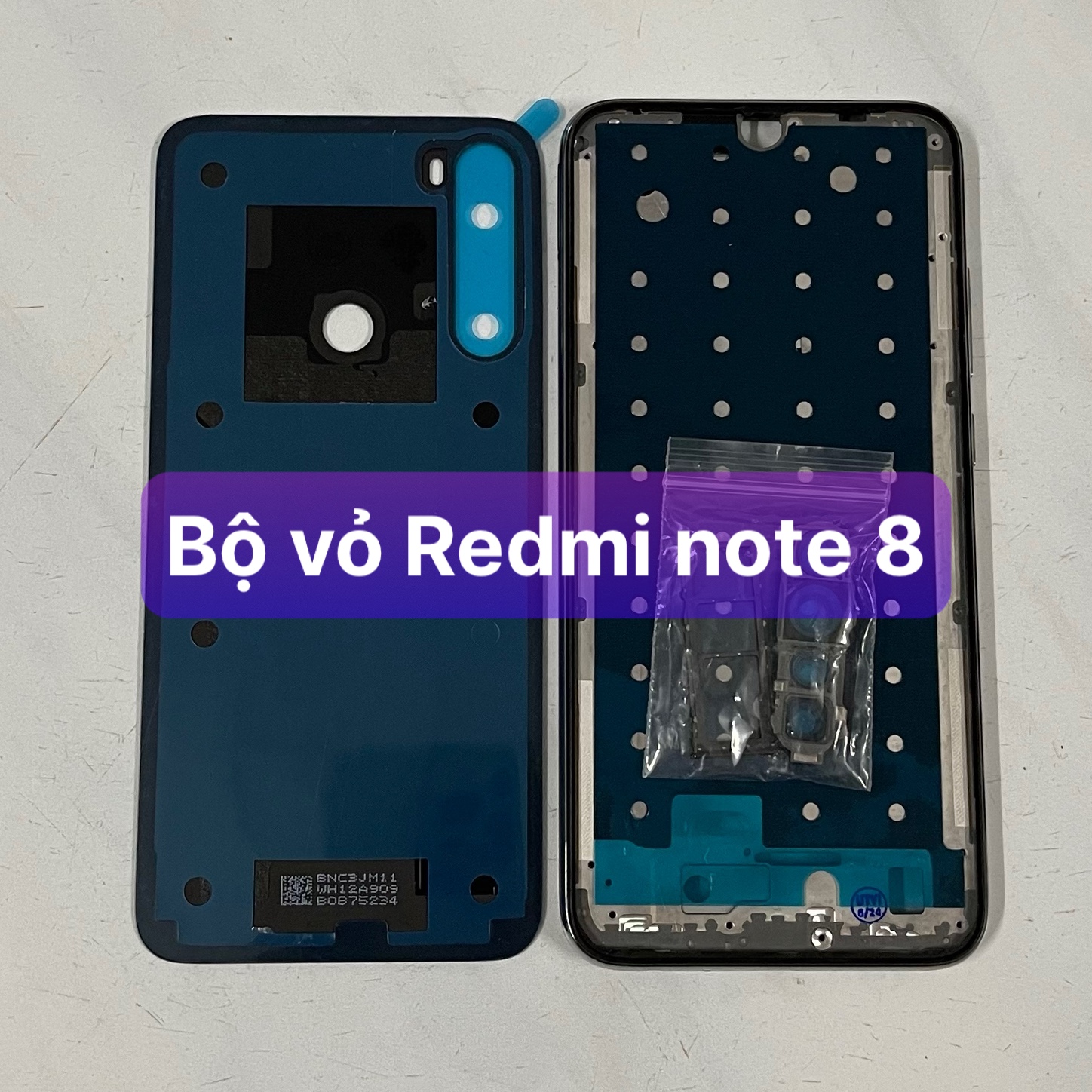 bộ vỏ sườn zin xiaomi Redmi note 8 , kèm khay sim,phím,kính camera