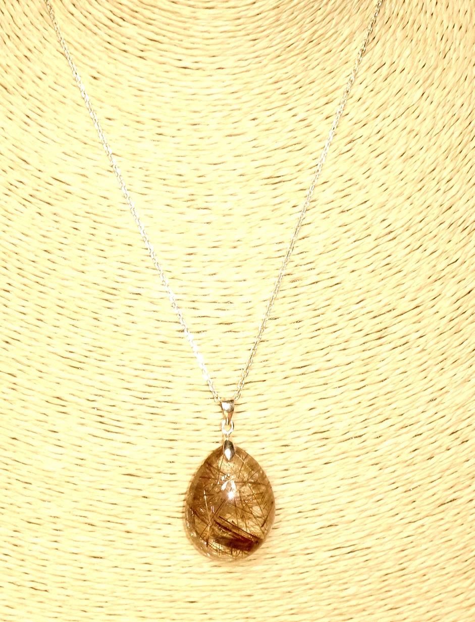MẶT DÂY CHUYỀN ĐÁ THẠCH ANH TÓC 29,6 CARAT(VÀNG NÂU)