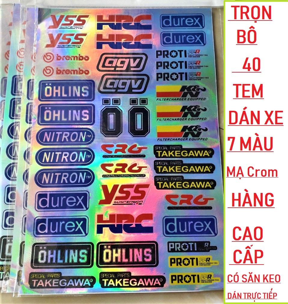 TEM DÁN XE TRỌN BỘ 40 TEM MẠ Crom 7 MÀU LOGO , TEM DÁN TRANG TRÍ XE MÁY Ô TÔ CỰC ĐẸP , PHỤ TÙNG XE MÁY , PHỤ KIỆN XE MÁY