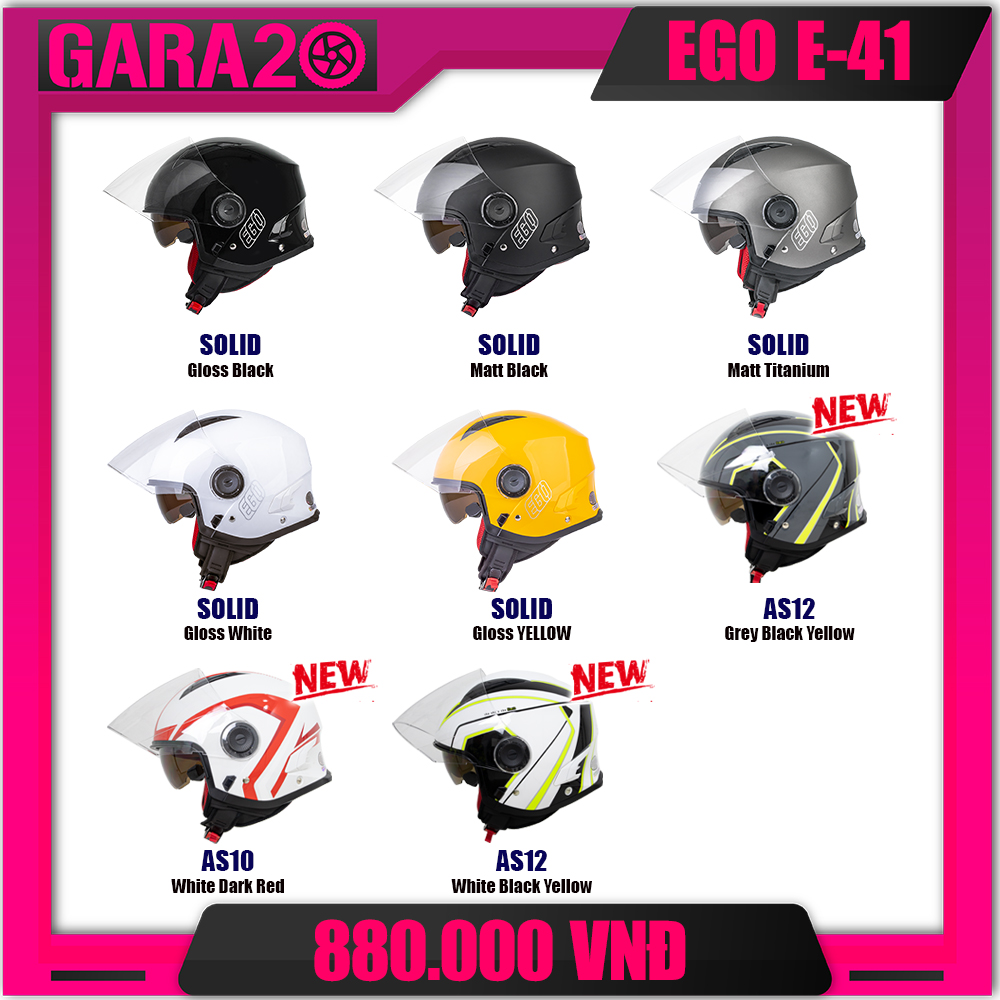 MŨ BẢO HIỂM 3/4 Hai Kính EGO E-41- GARA20