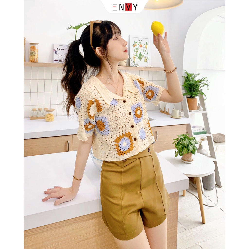 Áo len đan móc thêu hoa ENVY A228