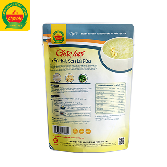 Cháo Tươi Cây Thị - Yến Hạt Sen Lá Dứa  (Mở gói ăn ngay) 240g