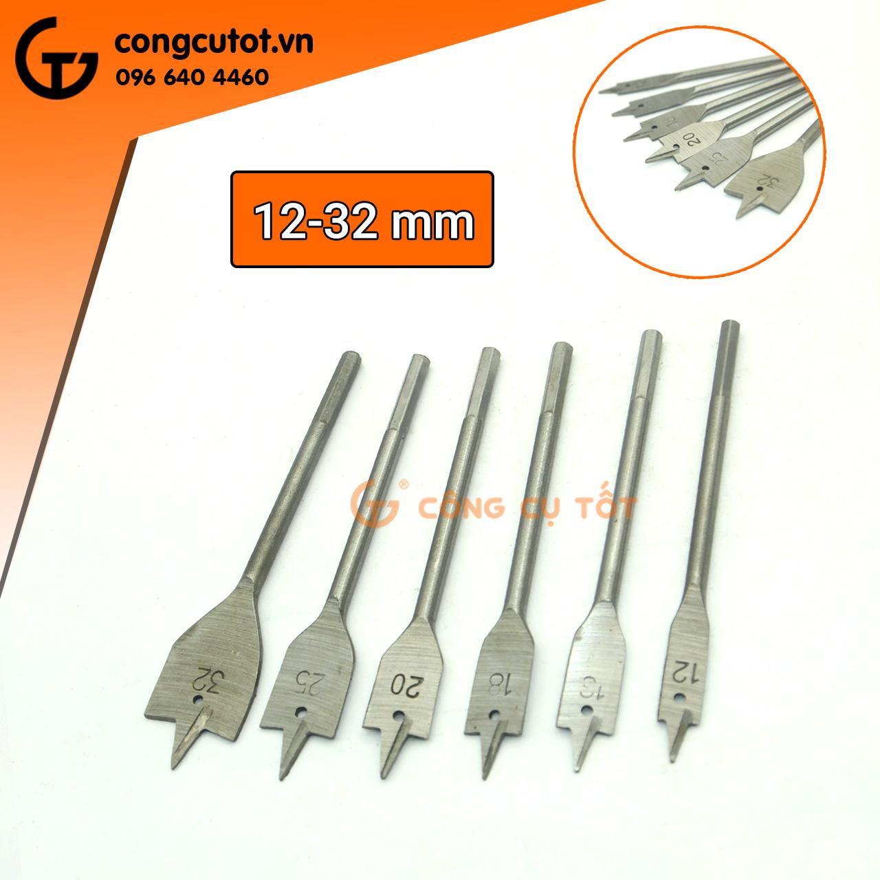 Bộ 6 mũi khoan đuôi cá 12-32mm